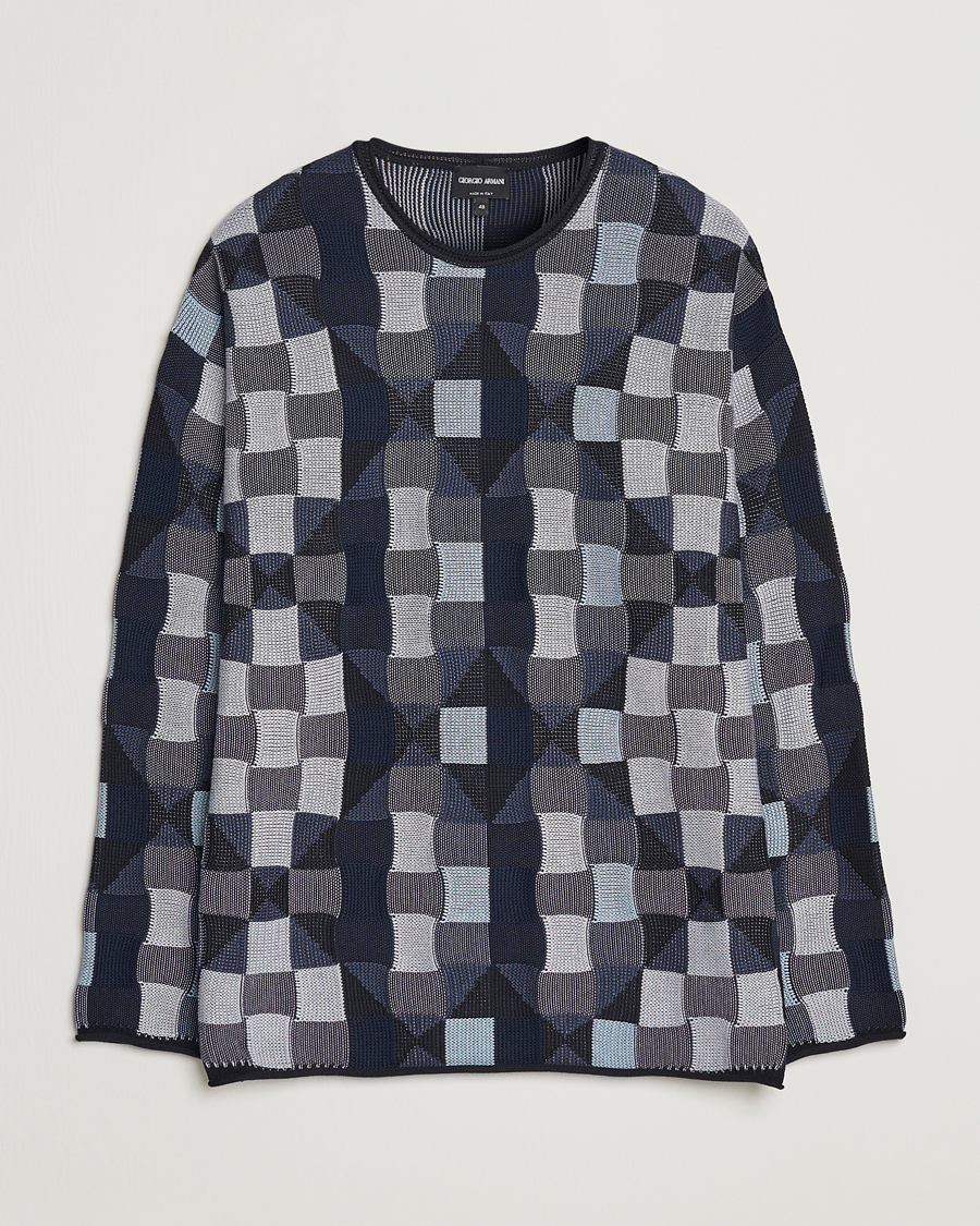 Heren | Truien | Giorgio Armani | Geometrical Patchwork Sweater Navy/White