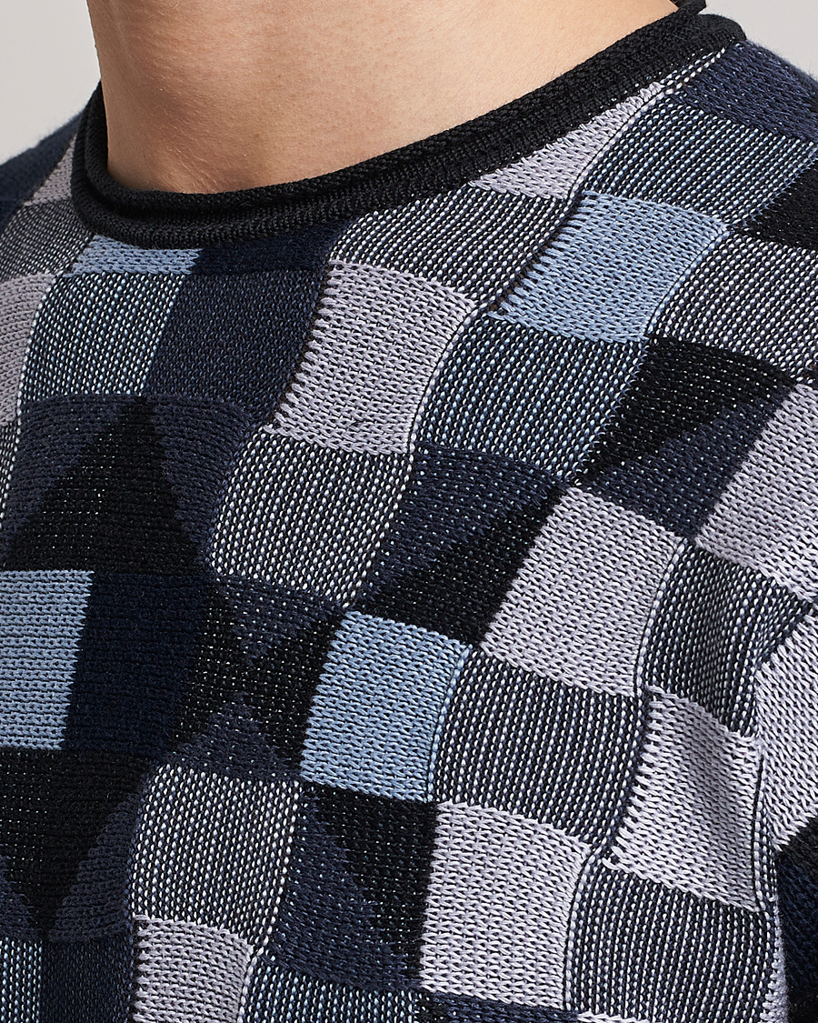 Heren | Truien | Giorgio Armani | Geometrical Patchwork Sweater Navy/White