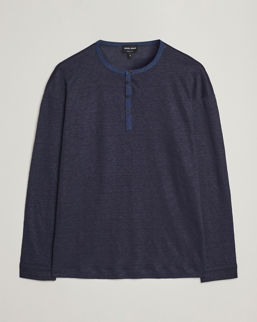 Heren | Truien | Giorgio Armani | Linen Henley Navy