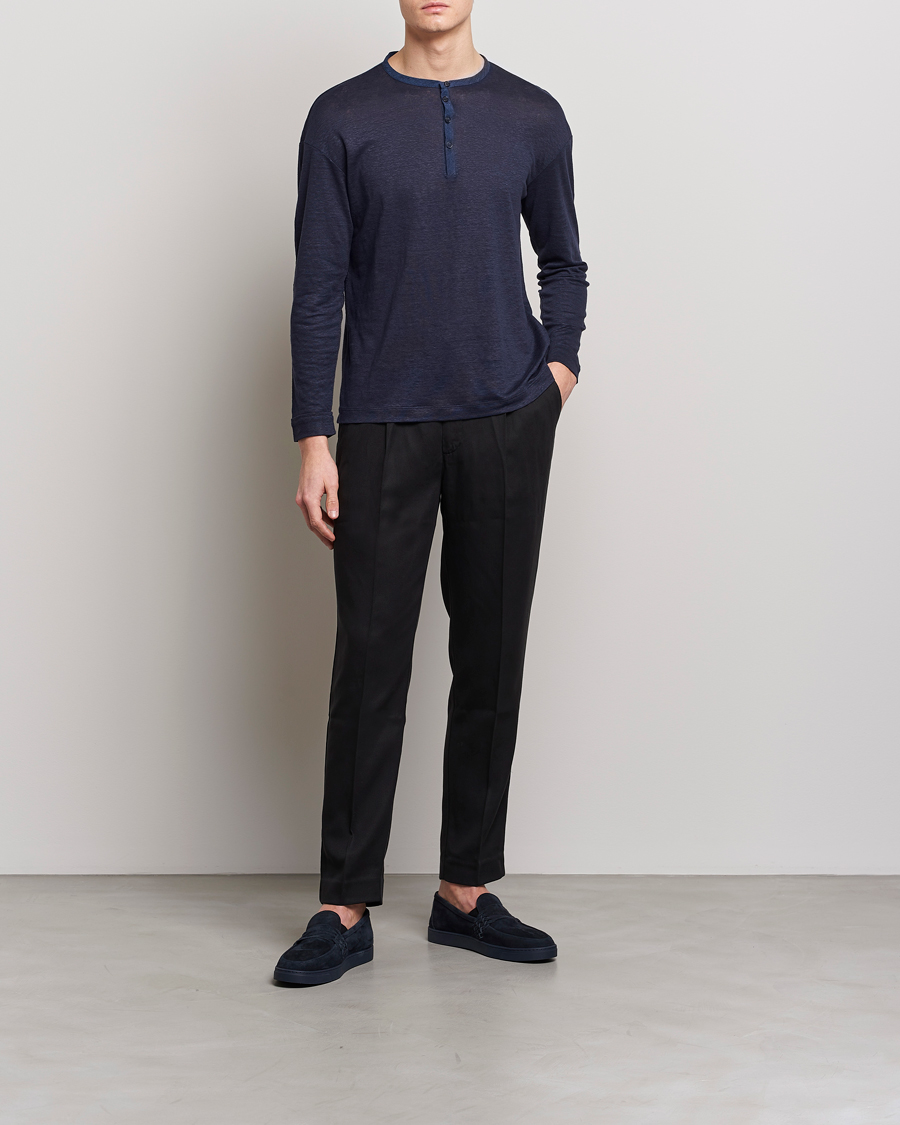 Heren | Truien | Giorgio Armani | Linen Henley Navy