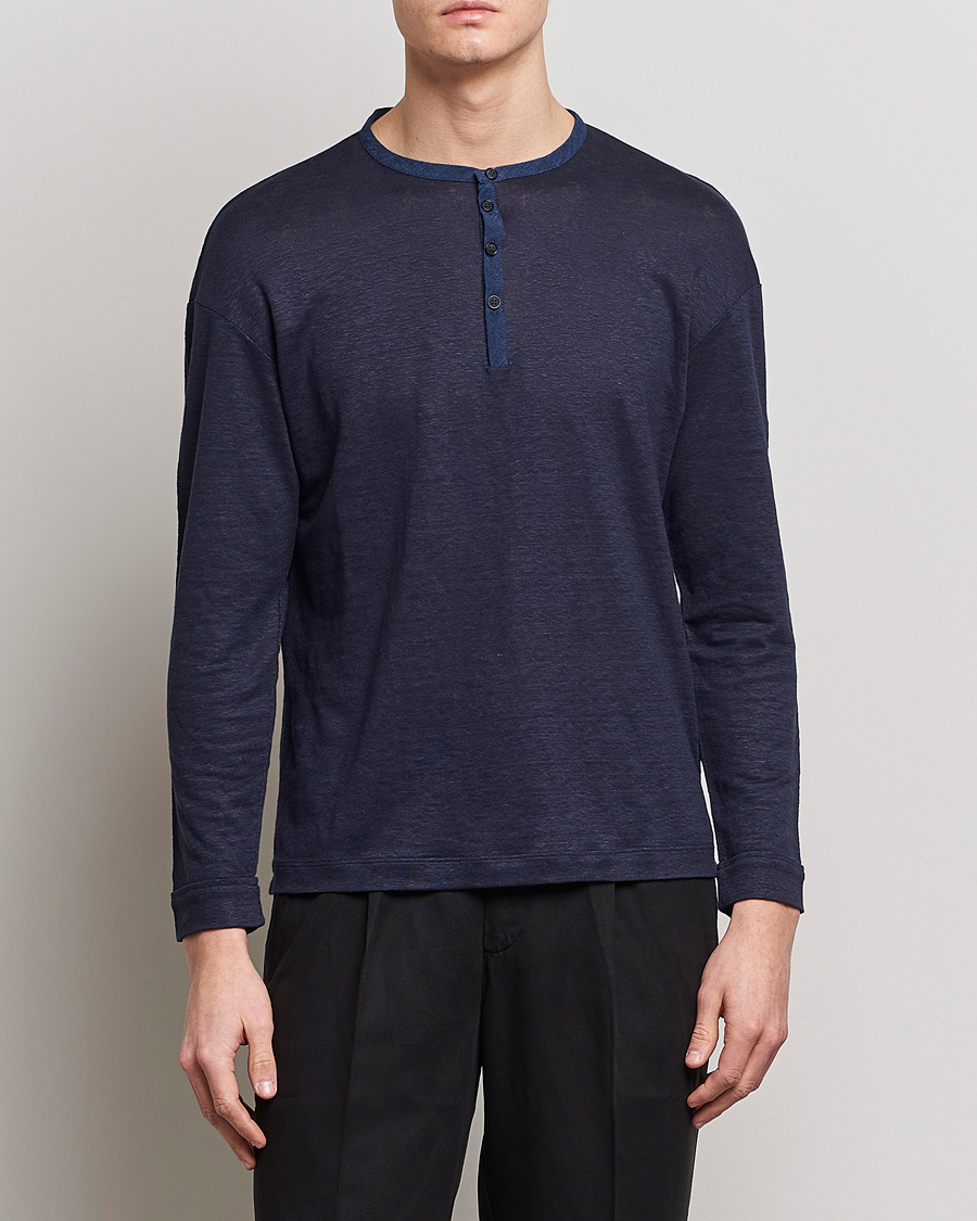 Heren | Truien | Giorgio Armani | Linen Henley Navy