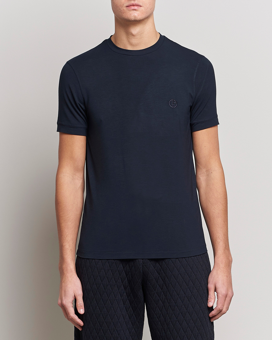 Heren |  | Giorgio Armani | Embroidered Logo T-Shirt Navy