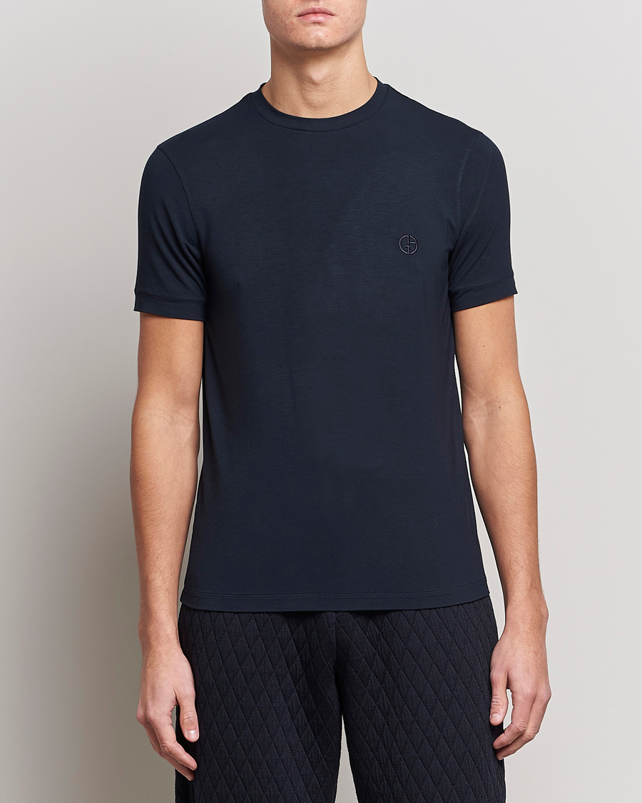 Heren | Giorgio Armani | Giorgio Armani | Embroidered Logo T-Shirt Navy