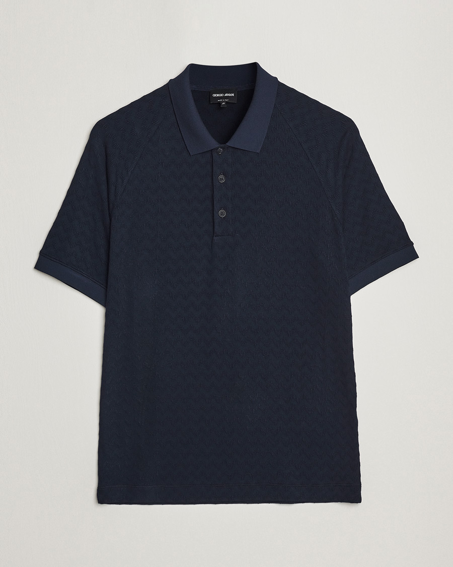 Heren | Polo's | Giorgio Armani | Jacquard Short Sleeve Polo Navy