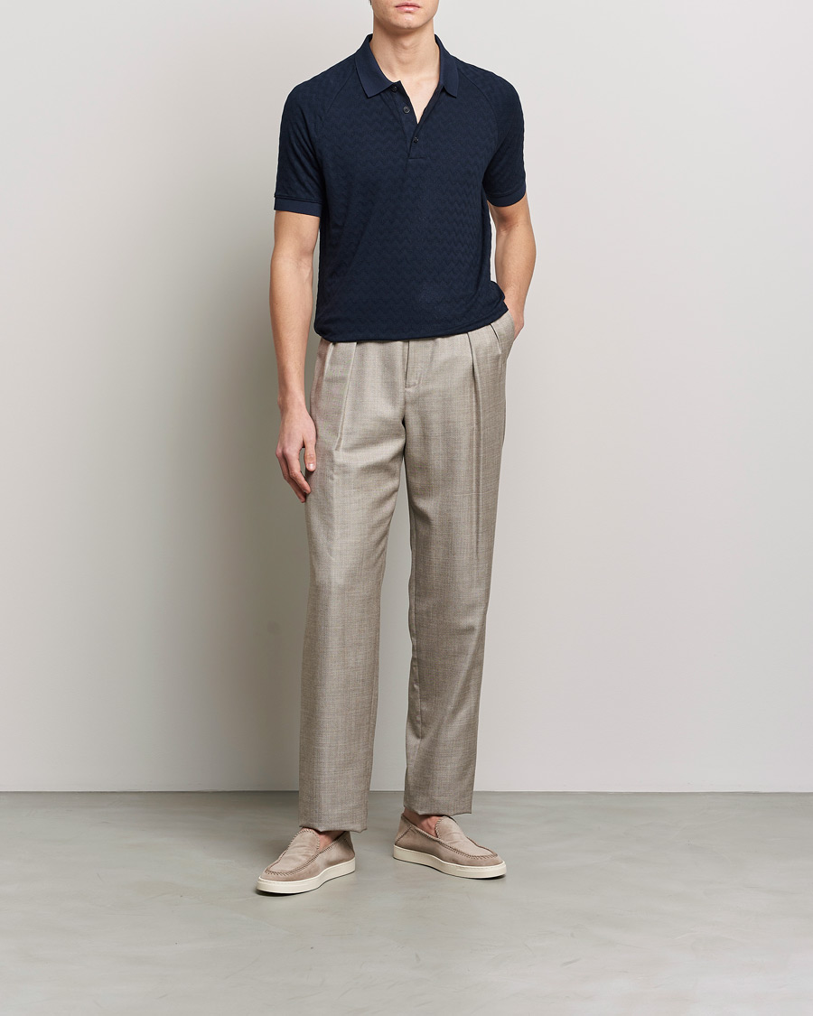 Heren | Polo's | Giorgio Armani | Jacquard Short Sleeve Polo Navy