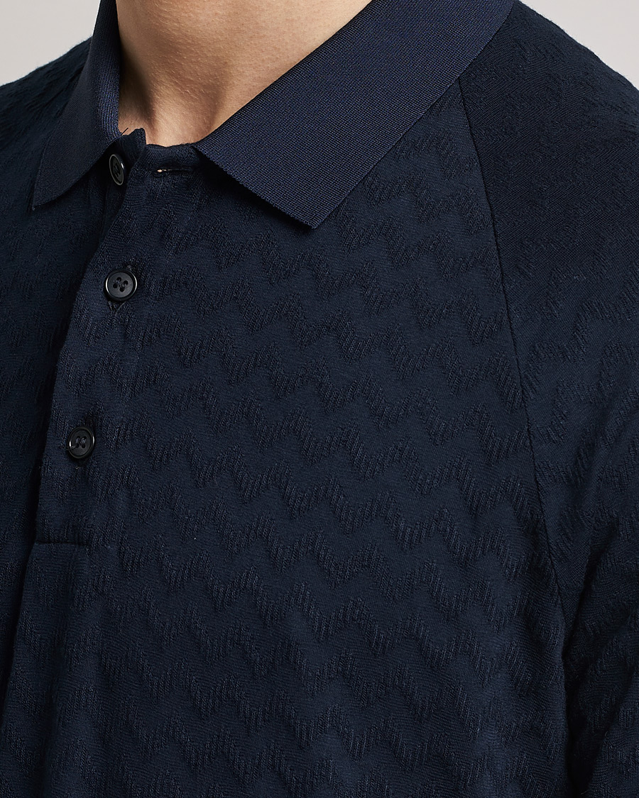 Heren | Polo's | Giorgio Armani | Jacquard Short Sleeve Polo Navy