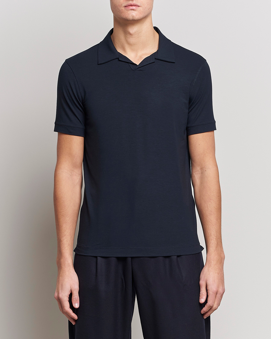 Heren | Italian Department | Giorgio Armani | Short Sleeve Stretch Polo Navy