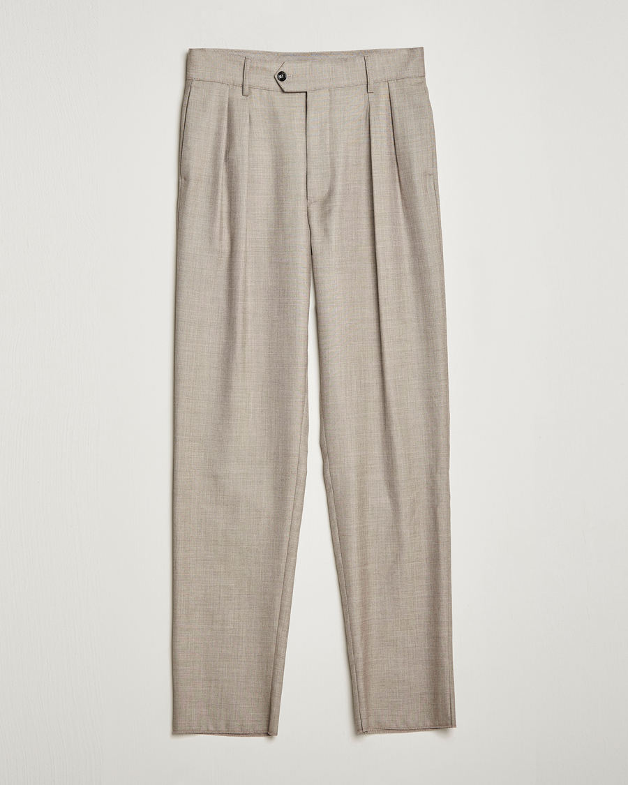 Heren | Broeken | Giorgio Armani | Pleated Wool Trousers Light Grey