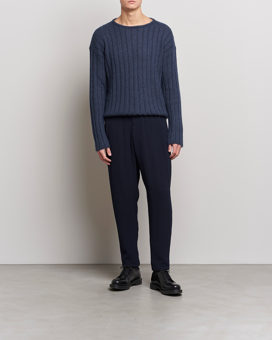 Heren | Broeken | Giorgio Armani | Pleated Seersucker Pants Navy