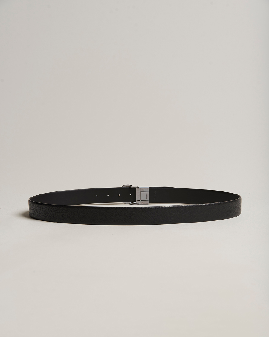 Heren | Giorgio Armani Reversible Leather Belt Black | Giorgio Armani | Reversible Leather Belt Black