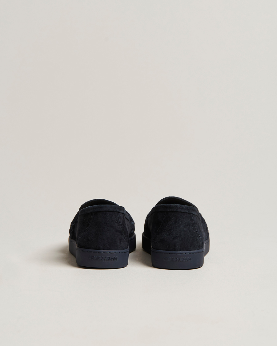 Heren | Giorgio Armani Suede Intrecci Loafers Navy | Giorgio Armani | Suede Intrecci Loafers Navy
