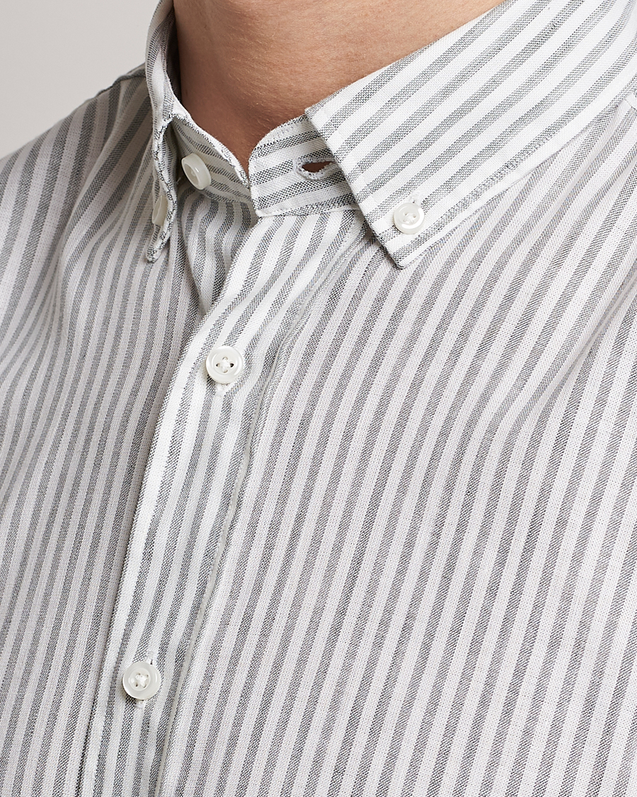 Heren | Overhemden | BOSS BLACK | Hal Cotton/Linen Striped Shirt Open Green