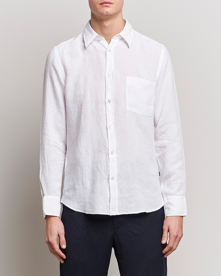 Heren | Casual | BOSS ORANGE | Relegant Linen Shirt White
