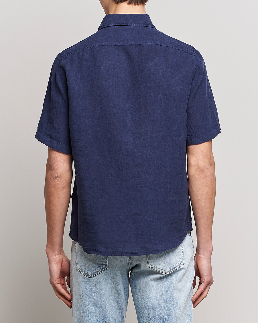 Heren | Overhemden | BOSS ORANGE | Rash Linen Short Sleeve Shirt Navy