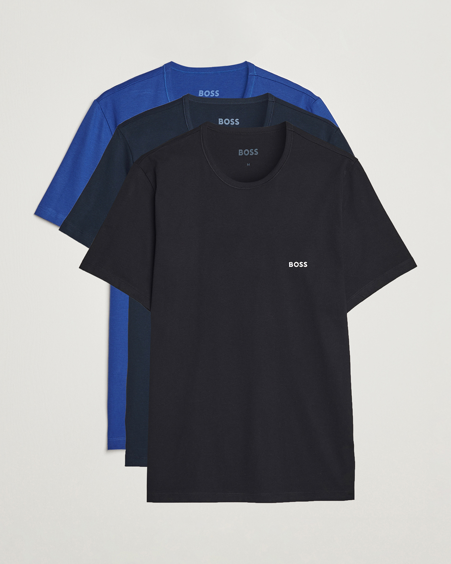 Heren | T-shirts | BOSS BLACK | 3-Pack Crew Neck T-Shirt Blue/Navy/Dark Blue