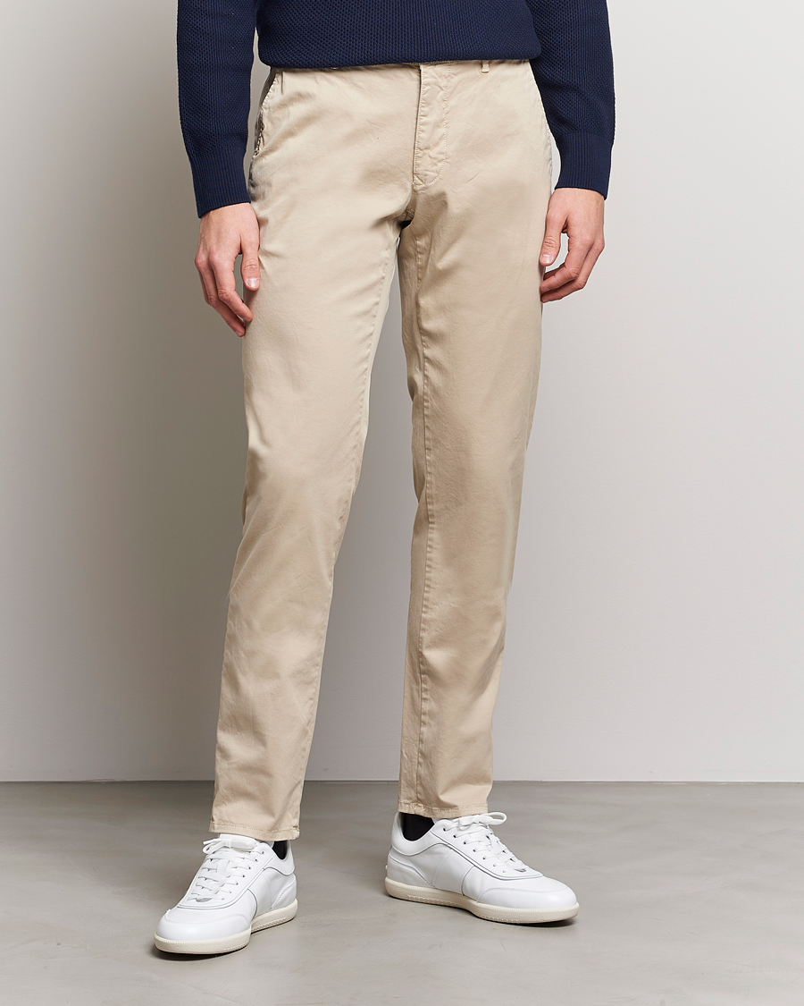 Heren | Broeken | Incotex | Slim Fit Garment Dyed Slacks Beige