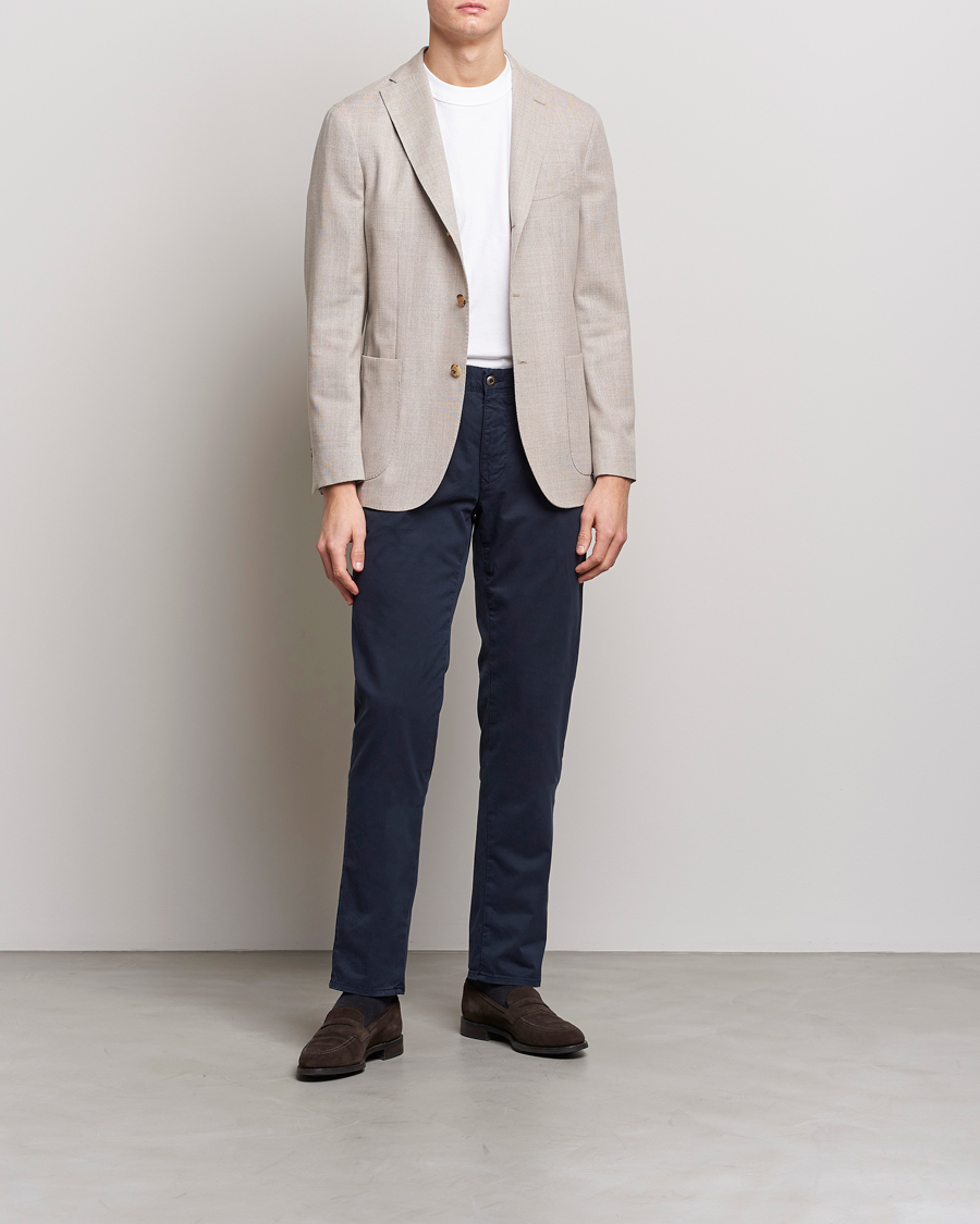Heren | Broeken | Incotex | Slim Fit Garment Dyed Slacks Navy