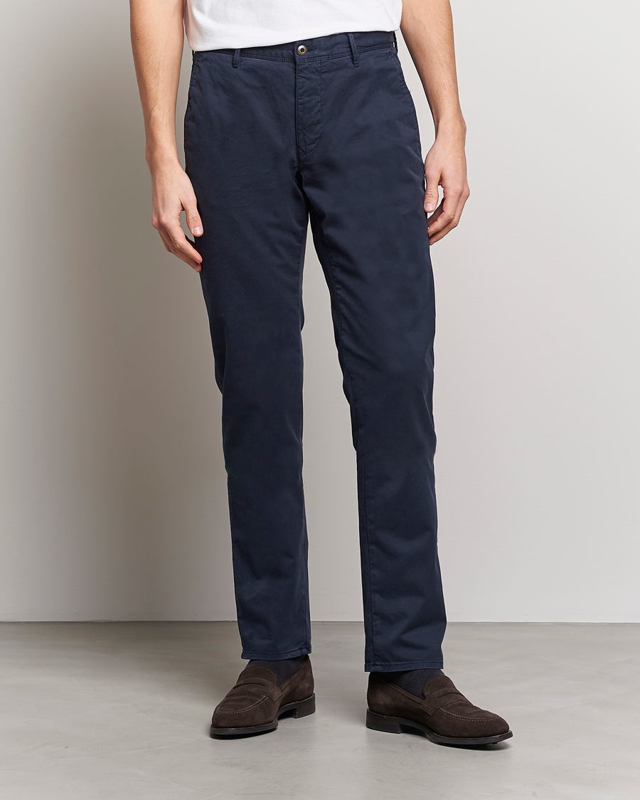 Heren | Broeken | Incotex | Slim Fit Garment Dyed Slacks Navy