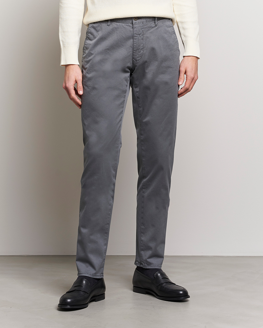 Heren | Broeken | Incotex | Slim Fit Garment Dyed Slacks Dark Grey