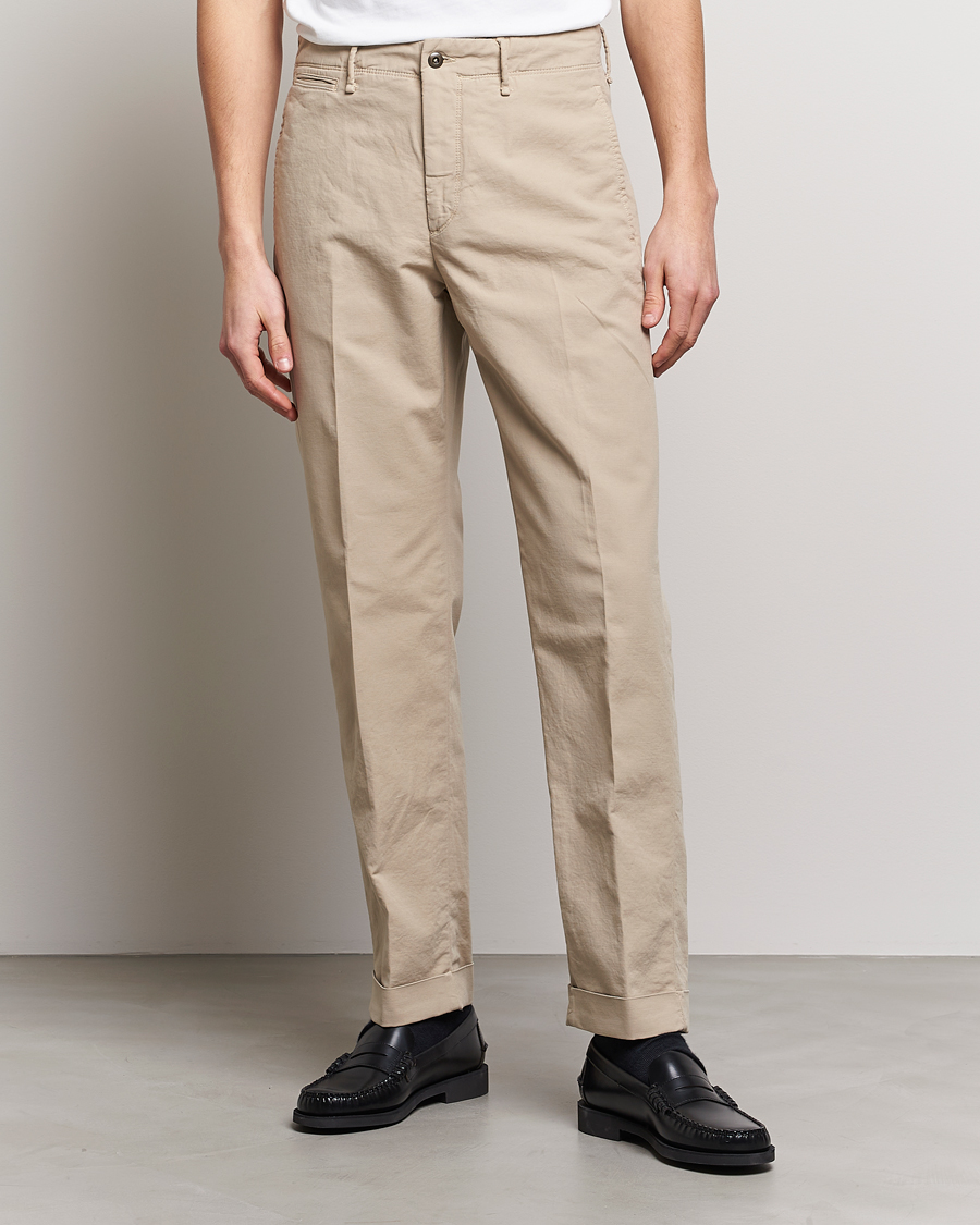 Heren | Broeken | Incotex | Regular Fit Cotton Stretch Slacks Beige
