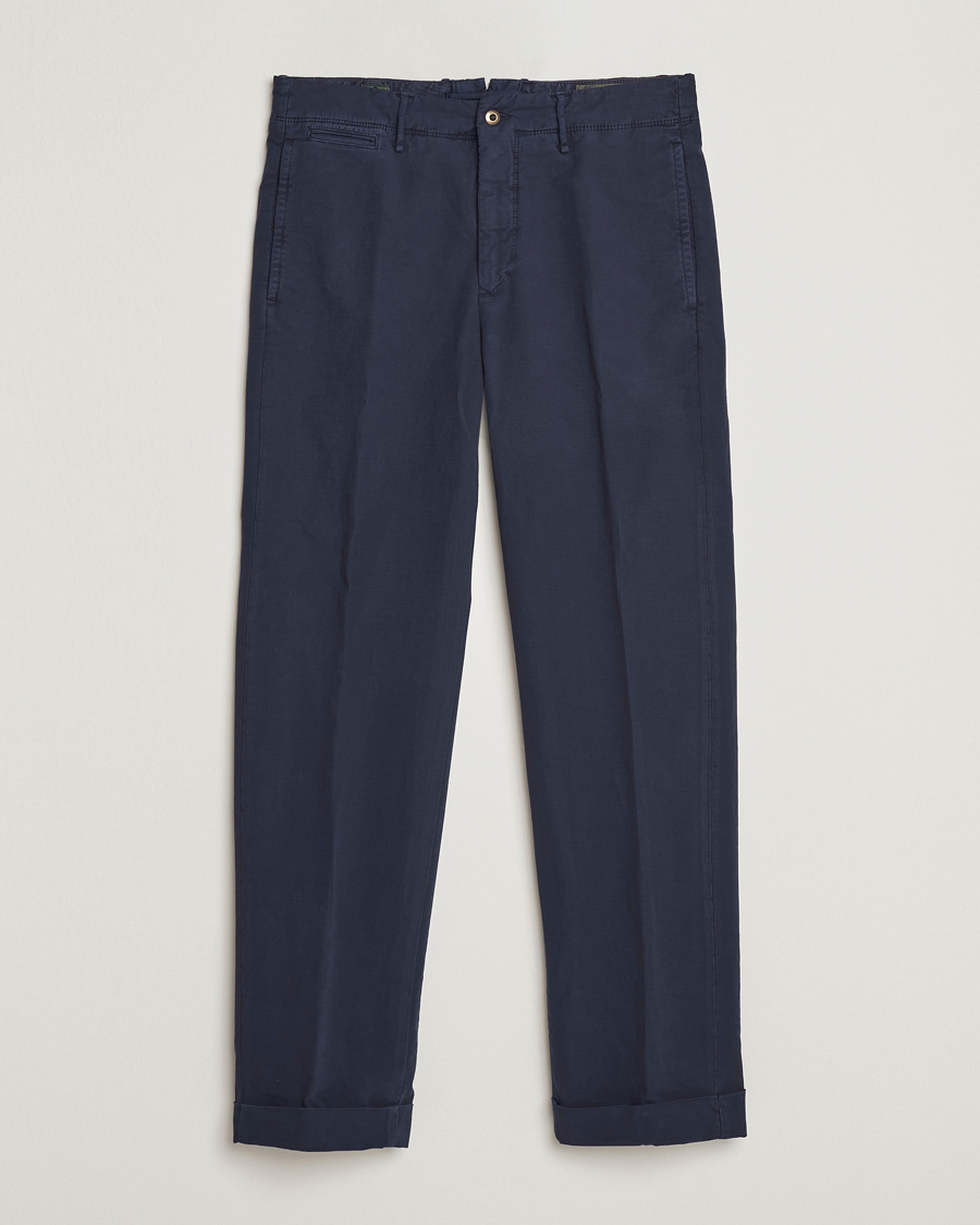Heren | Broeken | Incotex | Regular Fit Cotton Stretch Slacks Navy