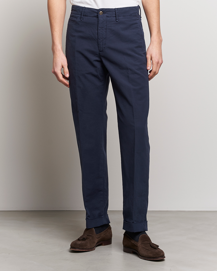 Heren | Broeken | Incotex | Regular Fit Cotton Stretch Slacks Navy