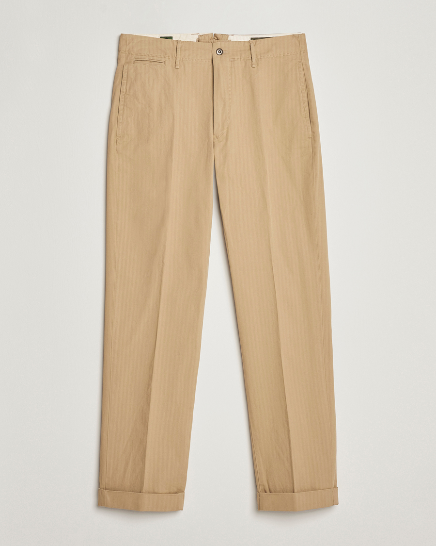 Heren | Broeken | Incotex | Regular Fit Herringbone Chinos Khaki