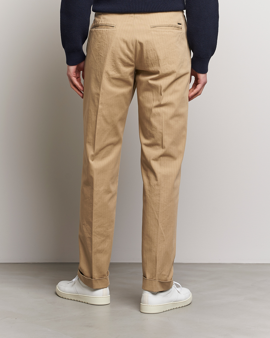 Heren | Broeken | Incotex | Regular Fit Herringbone Chinos Khaki