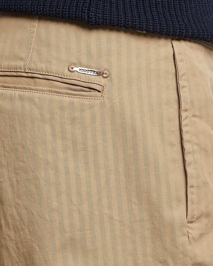 Heren | Broeken | Incotex | Regular Fit Herringbone Chinos Khaki