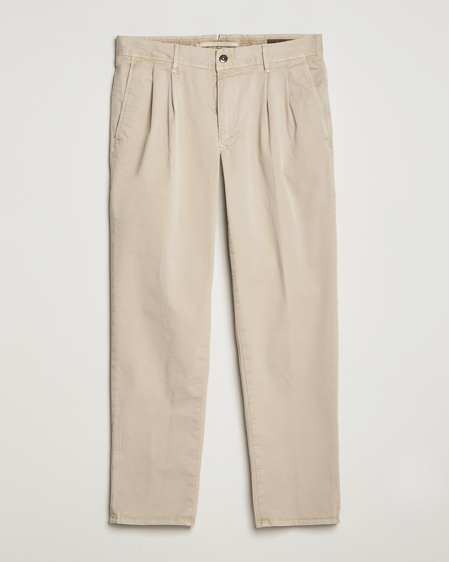 Heren | Broeken | Incotex | Tapered Fit Pleated Slacks Beige