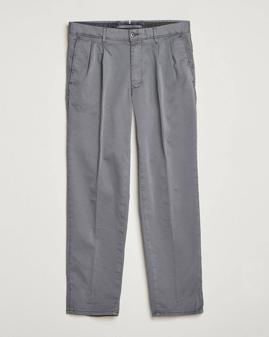 Heren | Broeken | Incotex | Tapered Fit Pleated Slacks Dark Grey