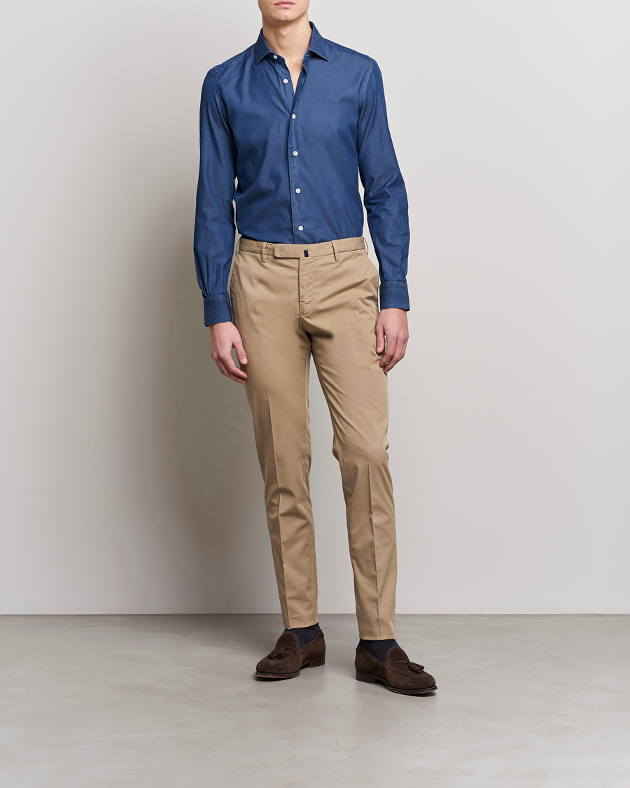 Heren | Broeken | Incotex | Slim Fit Comfort Chinos Beige