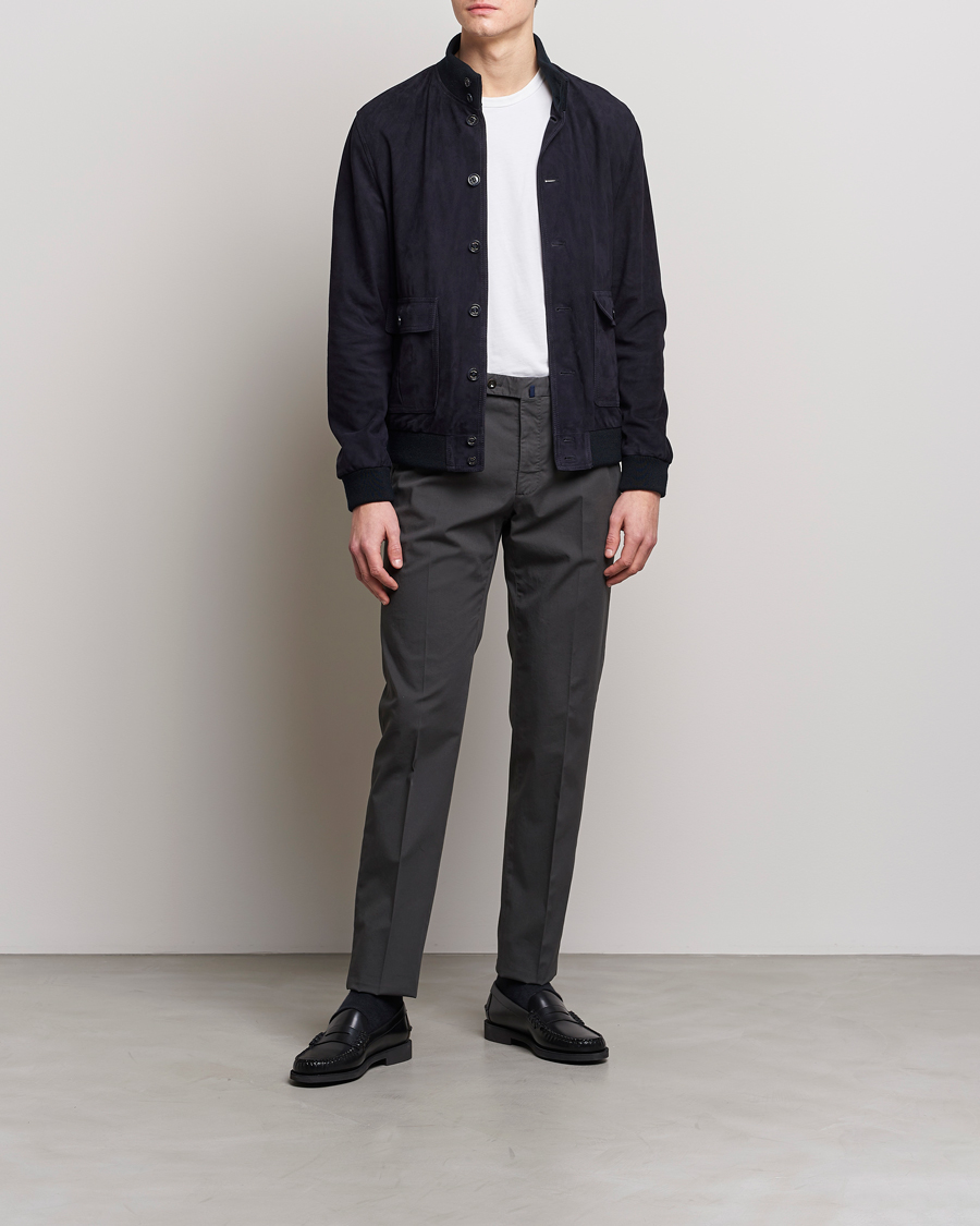 Heren | Broeken | Incotex | Regular Fit Comfort Chinos Charcoal