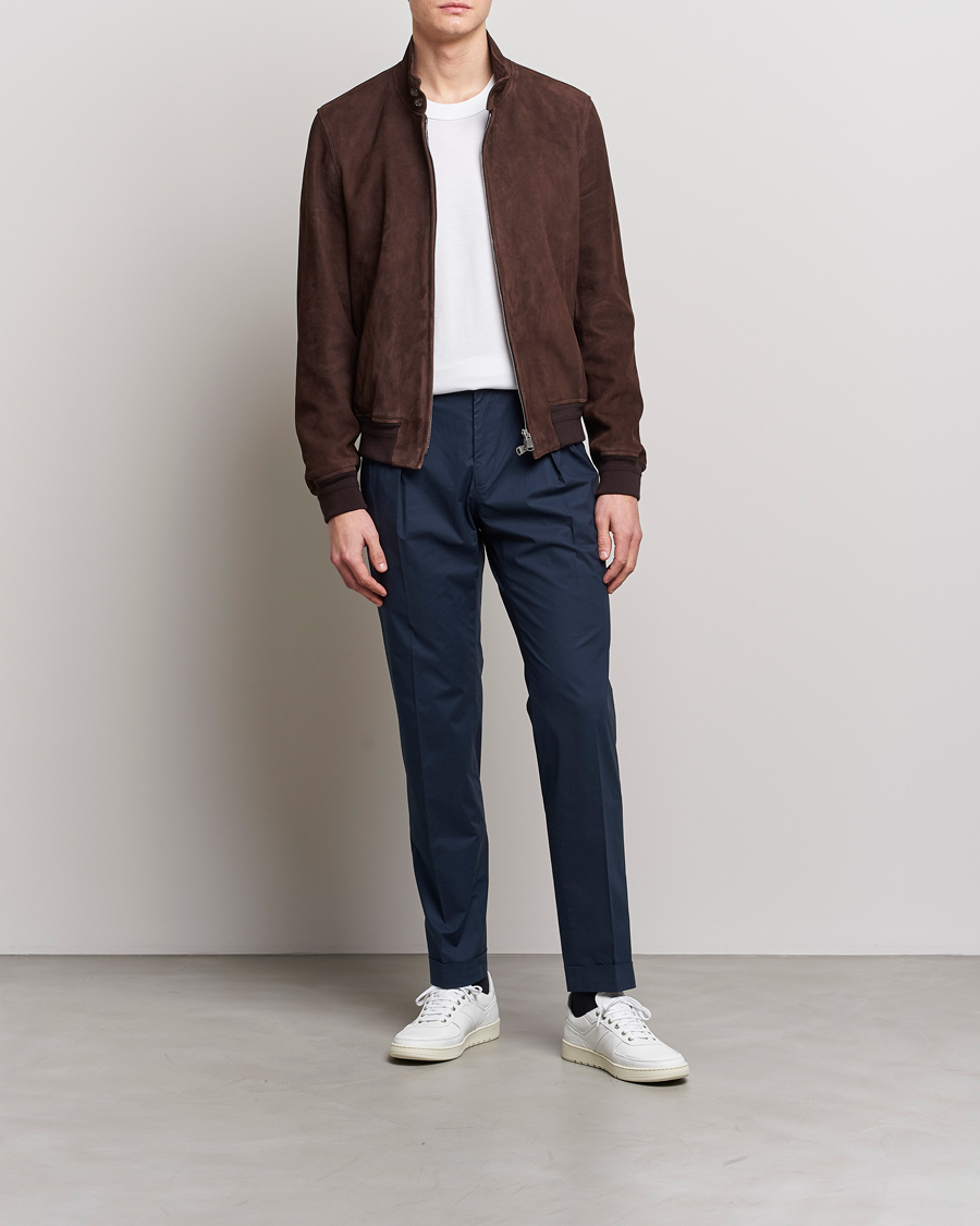 Heren | Broeken | Incotex | Carrot Fit Popelino Lightweight Cotton Trousers Navy