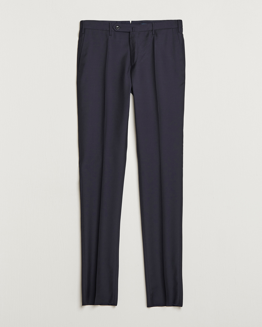 Heren | Broeken | Incotex | Slim Fit Tropical Wool Trousers Navy
