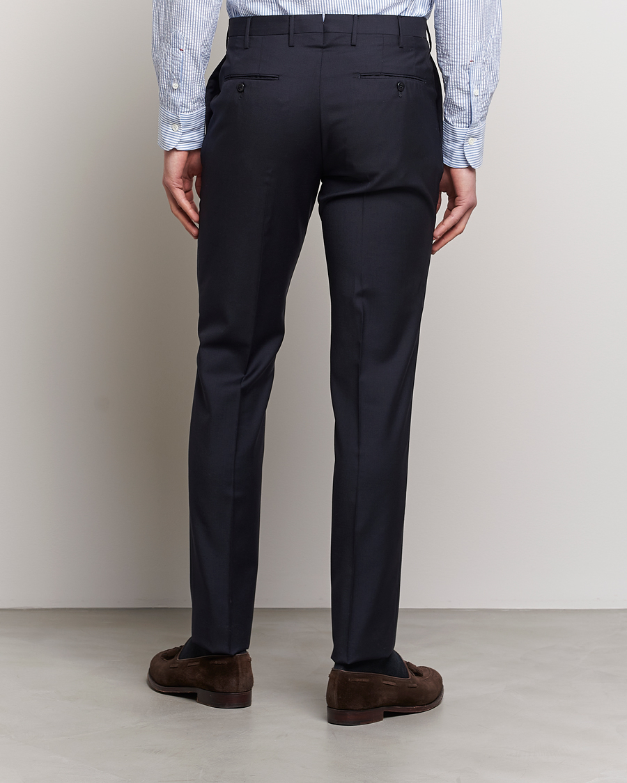 Heren | Broeken | Incotex | Slim Fit Tropical Wool Trousers Navy