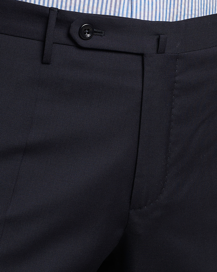 Heren | Broeken | Incotex | Slim Fit Tropical Wool Trousers Navy