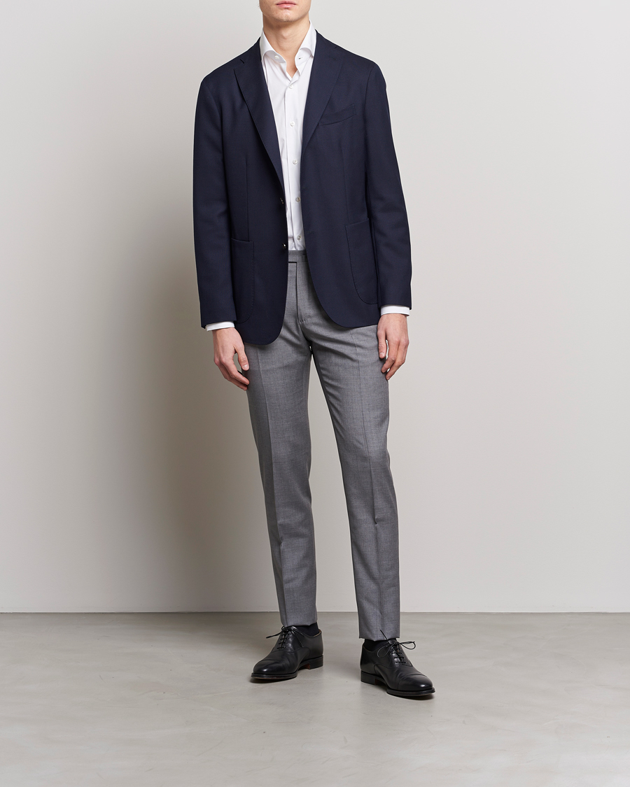 Heren | Broeken | Incotex | Slim Fit Tropical Wool Trousers Light Grey