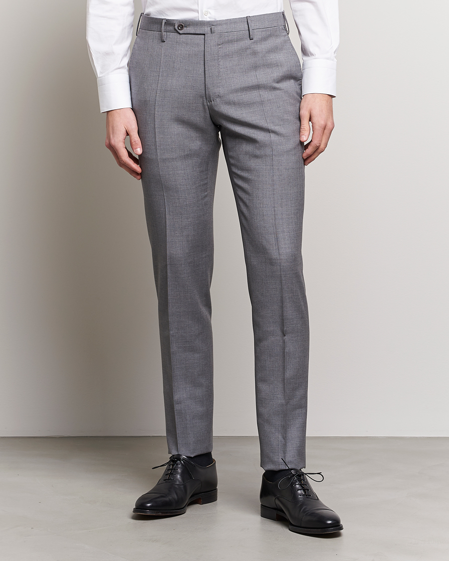 Heren | Broeken | Incotex | Slim Fit Tropical Wool Trousers Light Grey