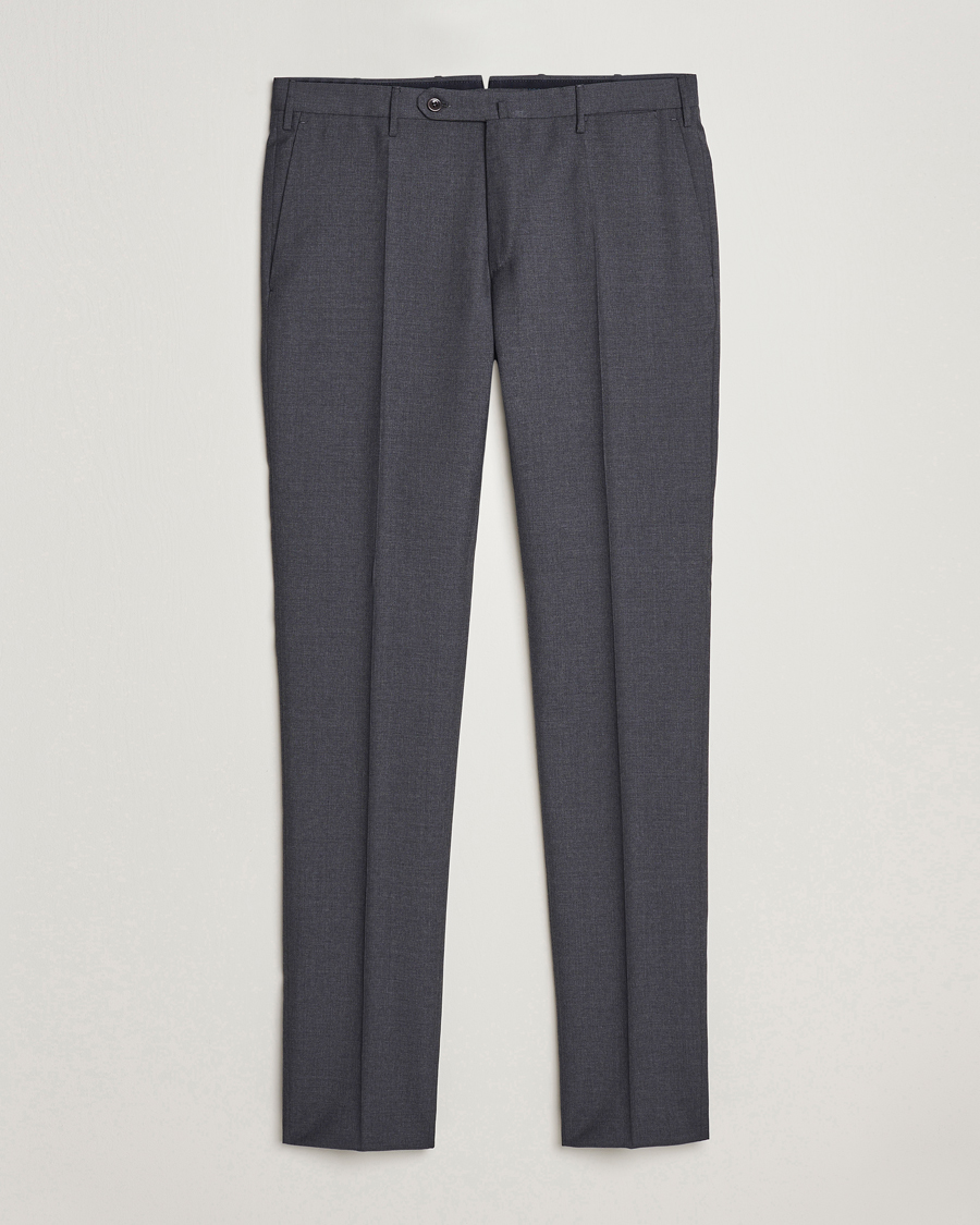 Heren | Broeken | Incotex | Slim Fit Tropical Wool Trousers Dark Grey