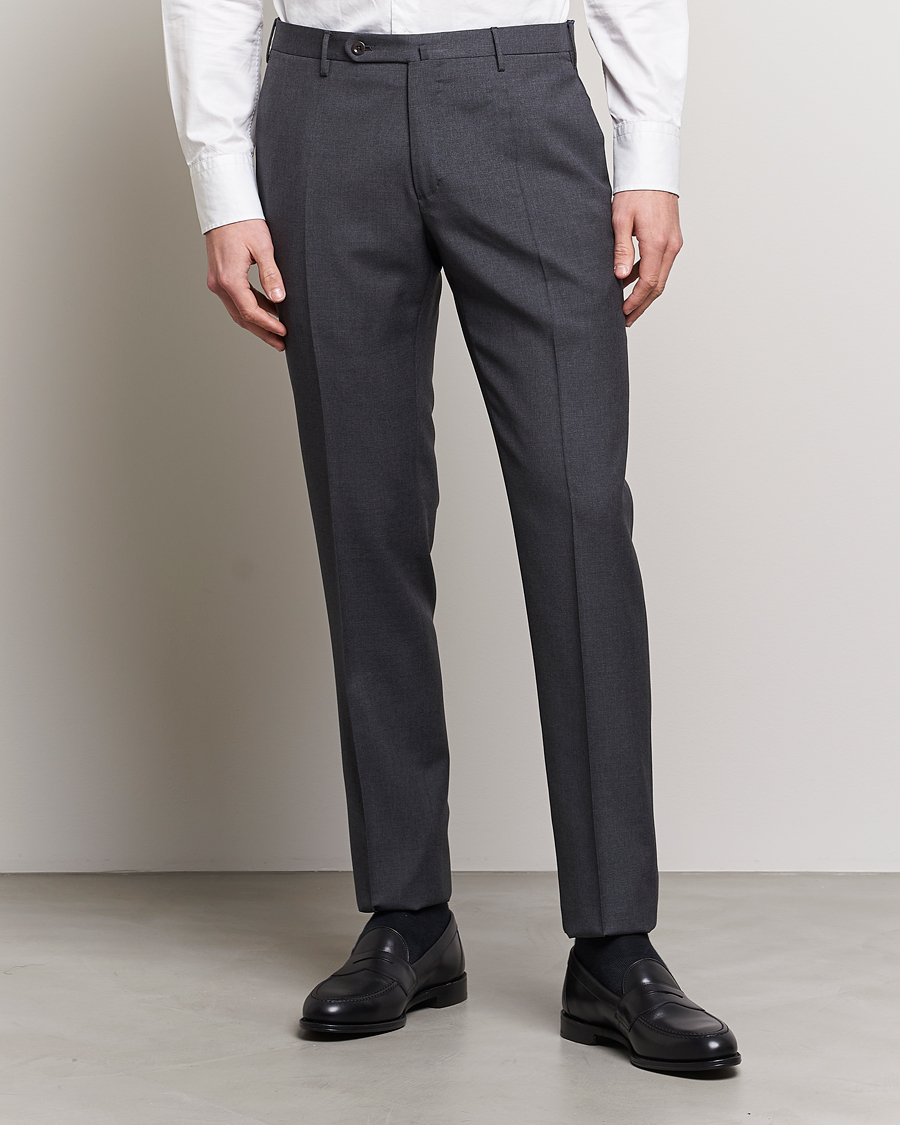 Heren | Broeken | Incotex | Slim Fit Tropical Wool Trousers Dark Grey
