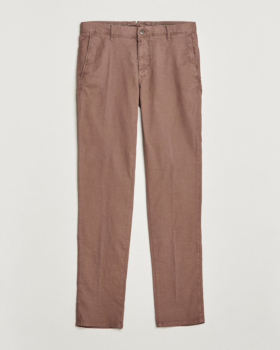 Heren | Broeken | Incotex | Slim Fit Cotton/Linen Slacks Brown