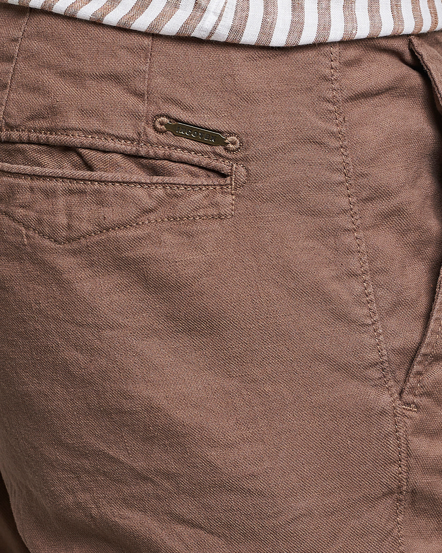Heren | Broeken | Incotex | Slim Fit Cotton/Linen Slacks Brown
