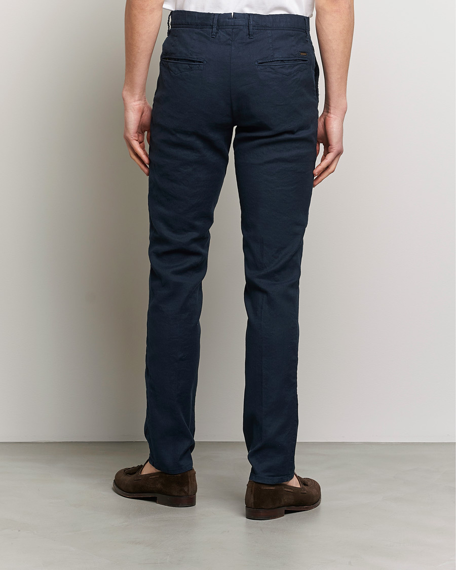Heren | Broeken | Incotex | Slim Fit Cotton/Linen Slacks Navy