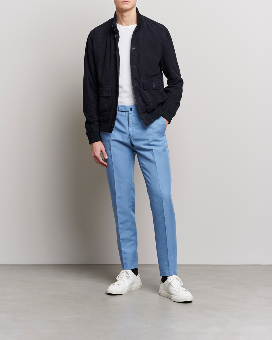 Heren | Broeken | Incotex | Slim Fit Chinolino Trousers Light Blue