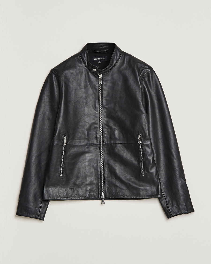 Heren | Jassen | J.Lindeberg | Boris Biker Leather Jacket Black