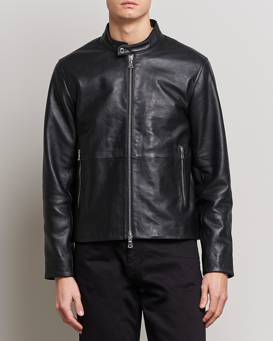 Heren | Jassen | J.Lindeberg | Boris Biker Leather Jacket Black