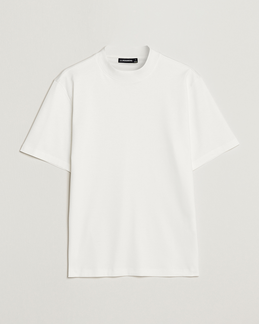 Heren | T-shirts | J.Lindeberg | Ace Mock Neck Mercerized Cotton T-Shirt White