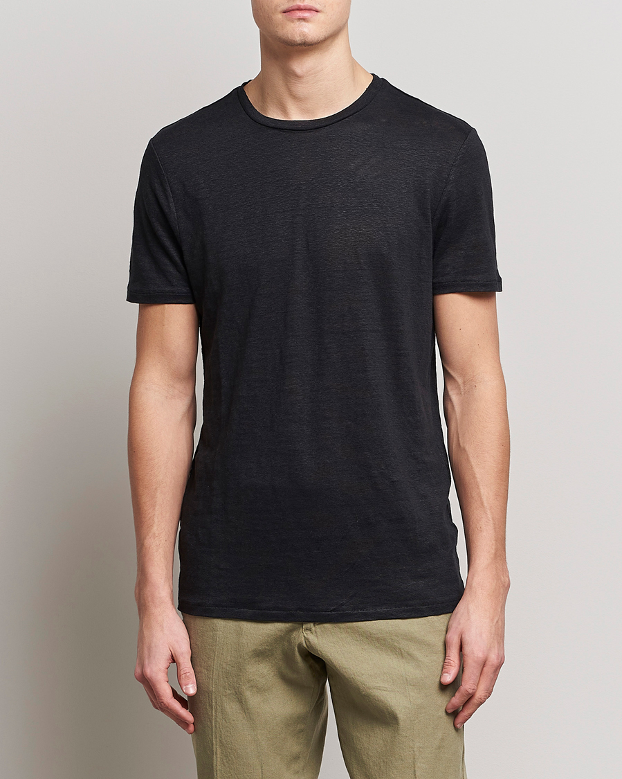 Heren | T-shirts | J.Lindeberg | Coma Linen Tee Black