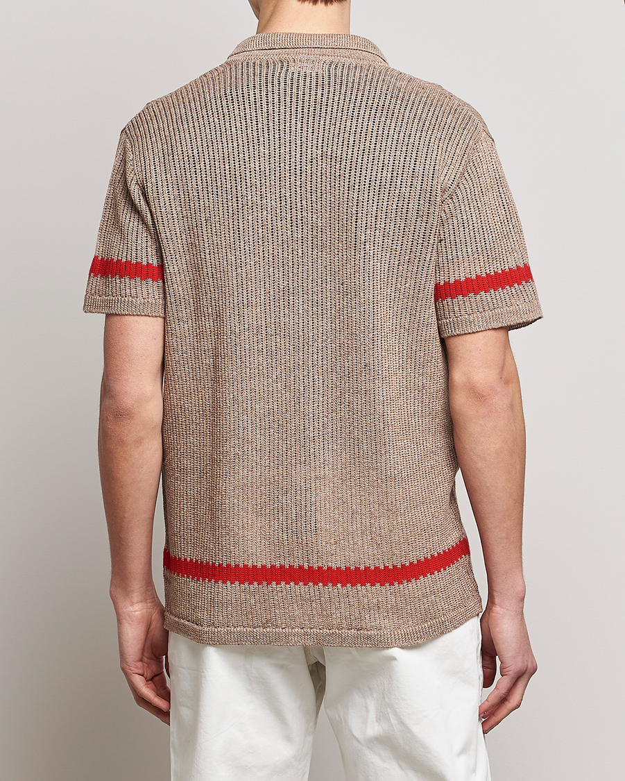 Heren | Overhemden | J.Lindeberg | Sky Knitted Linen/Merino Short Sleeve Shirt Beige